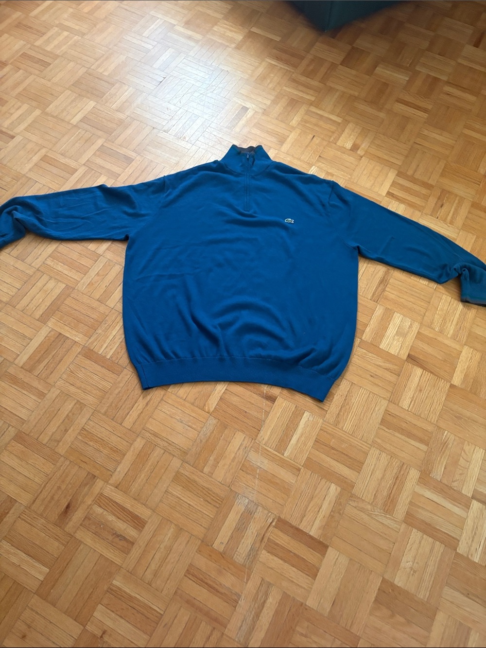 Lacoste Devanlay Men’s Teal Blue Zip-Neck Sweater